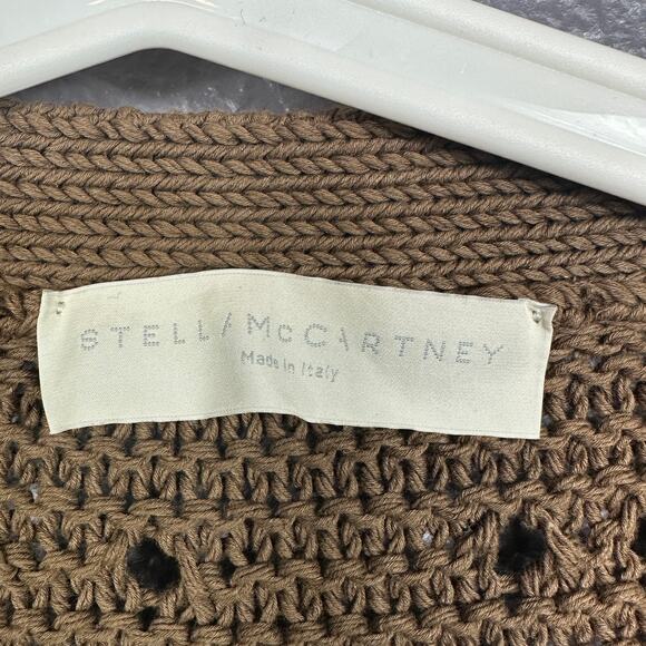 STELLA McCARTNEY Brown Open Knit Oversized Cotton Linen Blend Cardigan Sweater - Picture 3 of 6